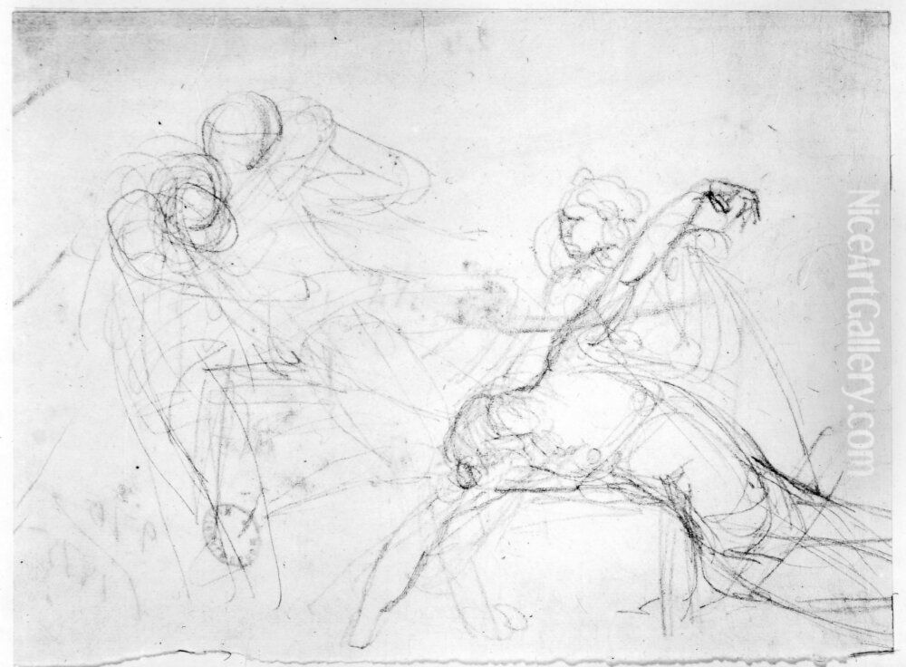 Figurkomposition Oil Painting by Johan Tobias Sergel