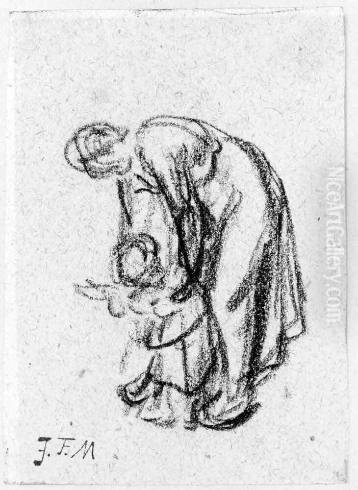 Kvinna lar barn ga Oil Painting by Jean-Francois Millet