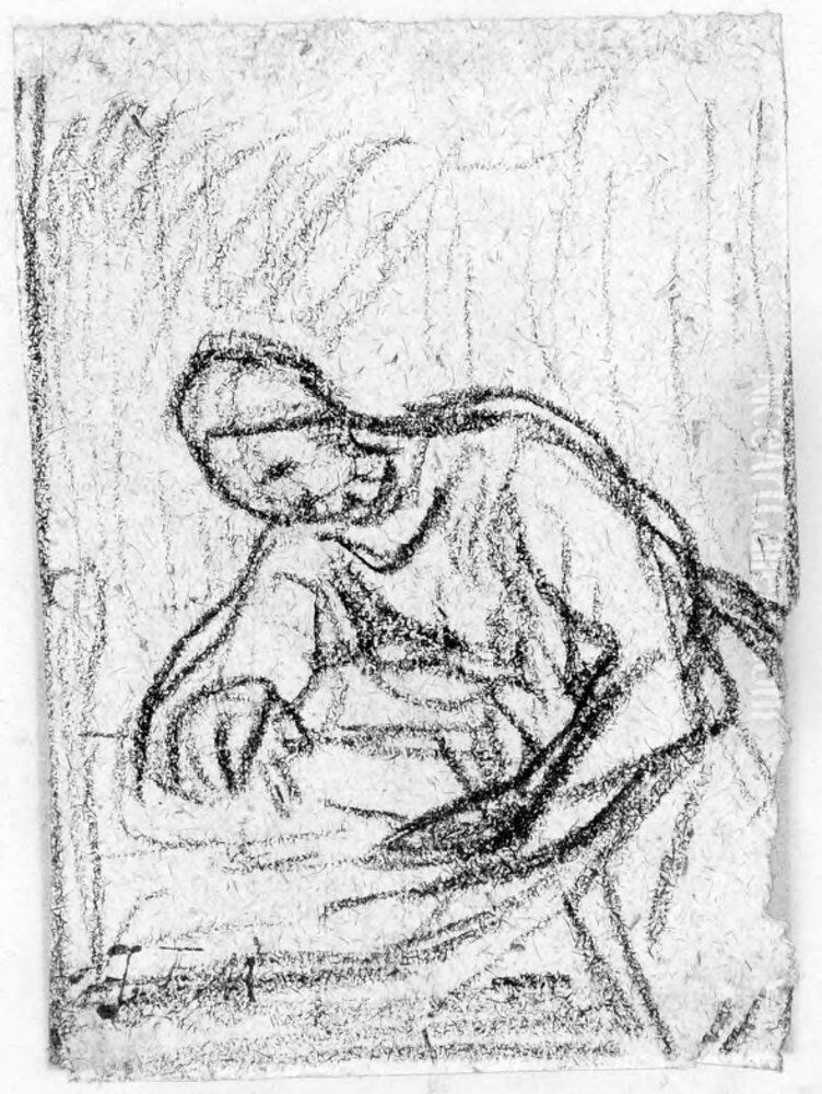 Kvinna vid bord Oil Painting by Jean-Francois Millet