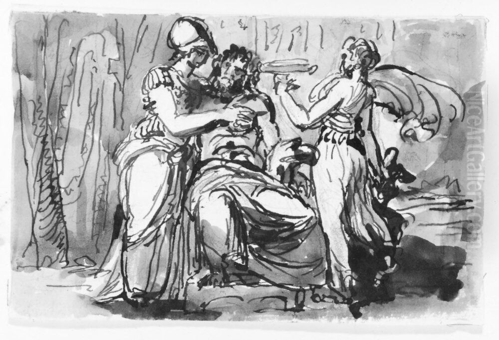 Antikt motiv Oil Painting by Johan Tobias Sergel