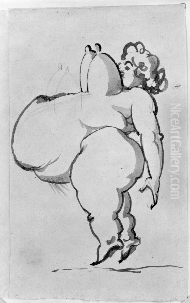 Grotesk akt Oil Painting by Johan Tobias Sergel