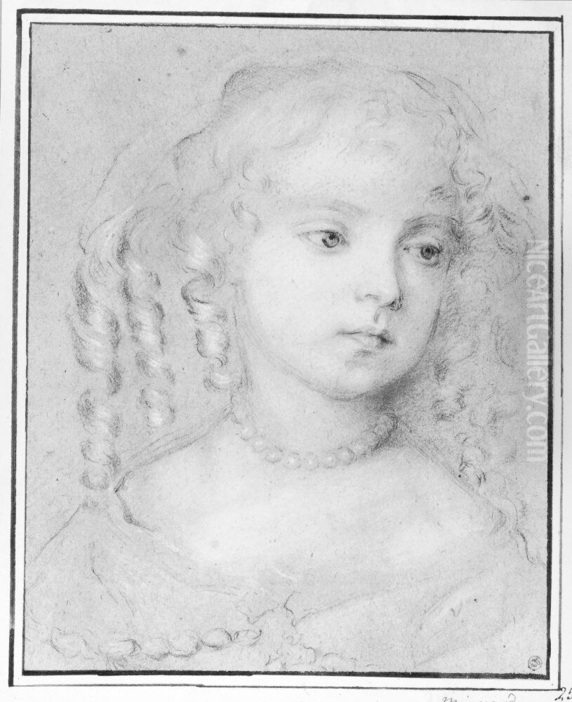 Portratt av ung dam Oil Painting by Pierre Mignard I