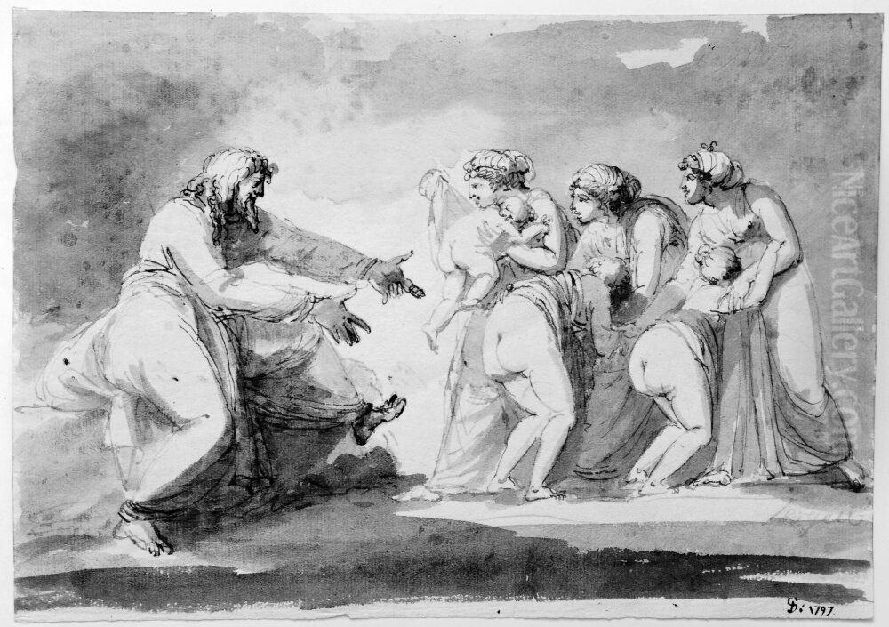 Skabros Jesussatir Oil Painting by Johan Tobias Sergel