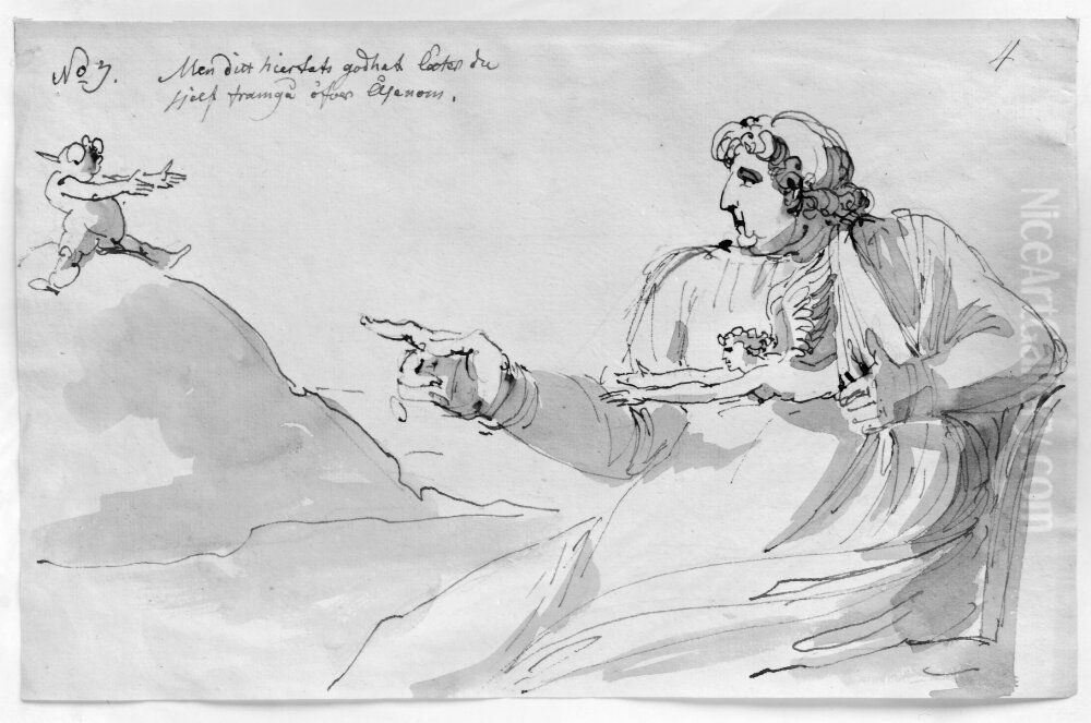 Analhumoristisk allegori Oil Painting by Johan Tobias Sergel