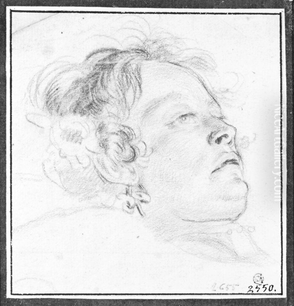 Huvud av dod flicka med blommor i haret Oil Painting by Claude Mellan