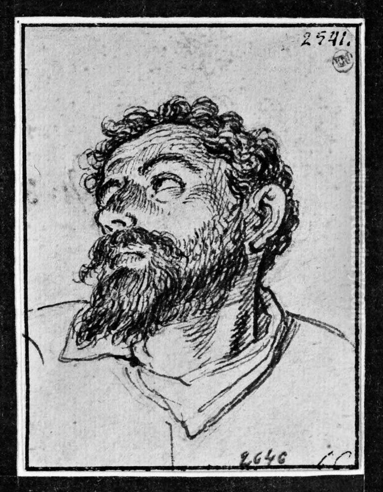 Skaggig man i halvprofil Oil Painting by Claude Mellan