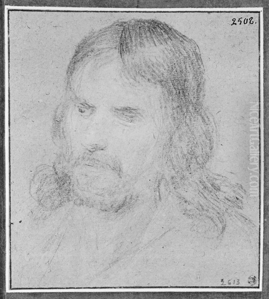 Portratt av man med skagg och langt har Oil Painting by Claude Mellan