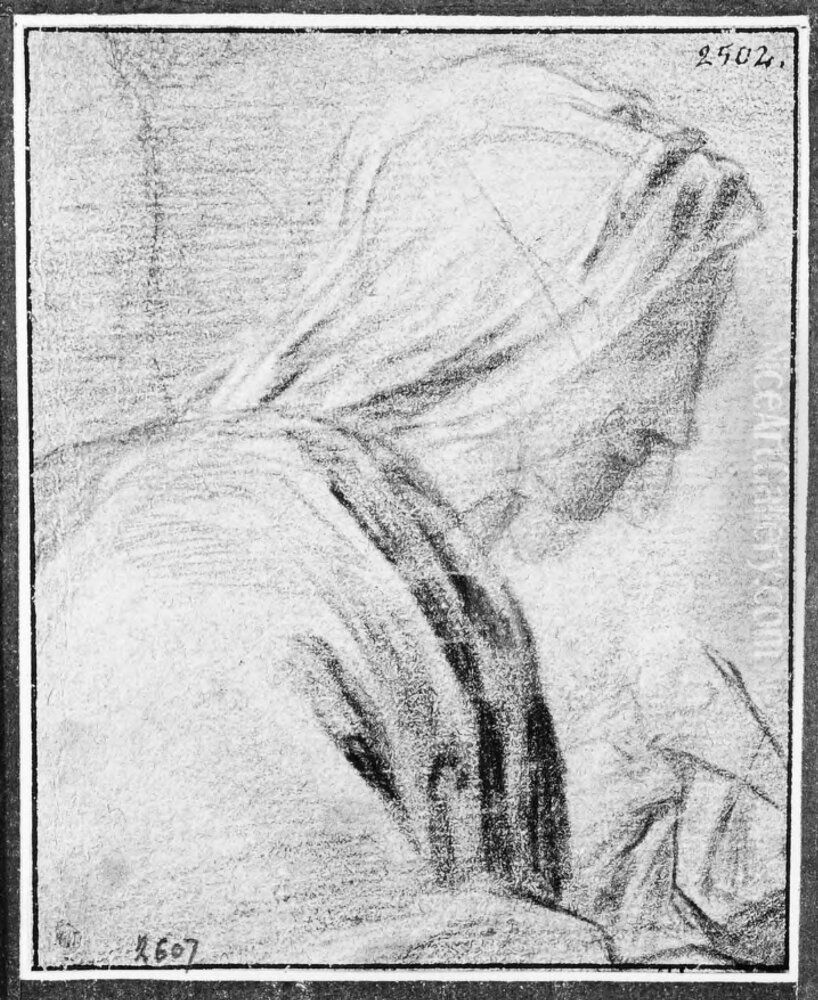 Profil, brostbild av beslojad kvinna Oil Painting by Claude Mellan