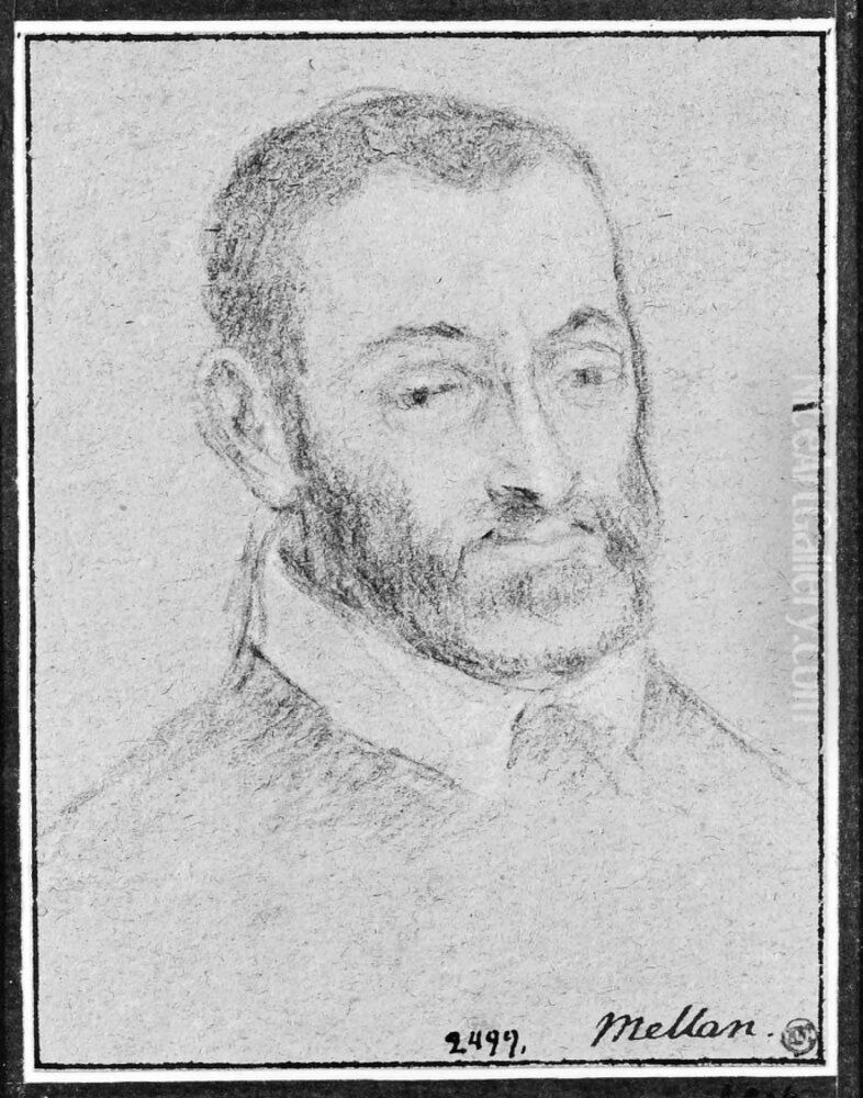 Brostbild av skaggig man med kort har Oil Painting by Claude Mellan