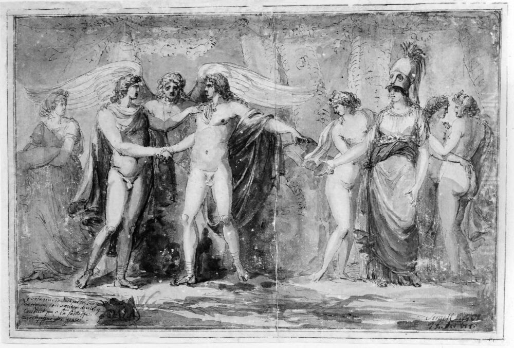 Sergel och Tham mots pa Dagsnas Oil Painting by Johan Tobias Sergel