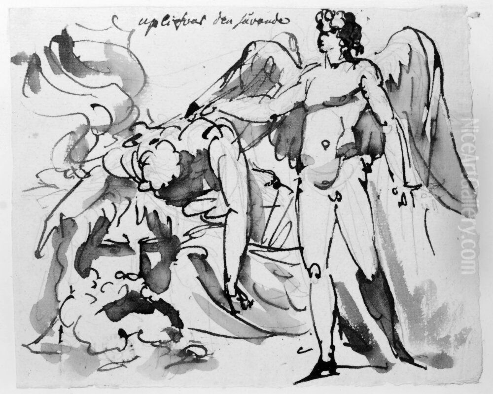 Ehrenswards genie Oil Painting by Johan Tobias Sergel