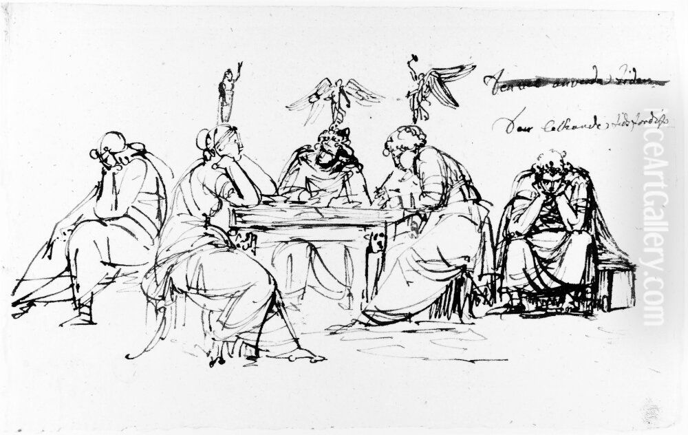 Tidsfordriv pa Domestorp Oil Painting by Johan Tobias Sergel