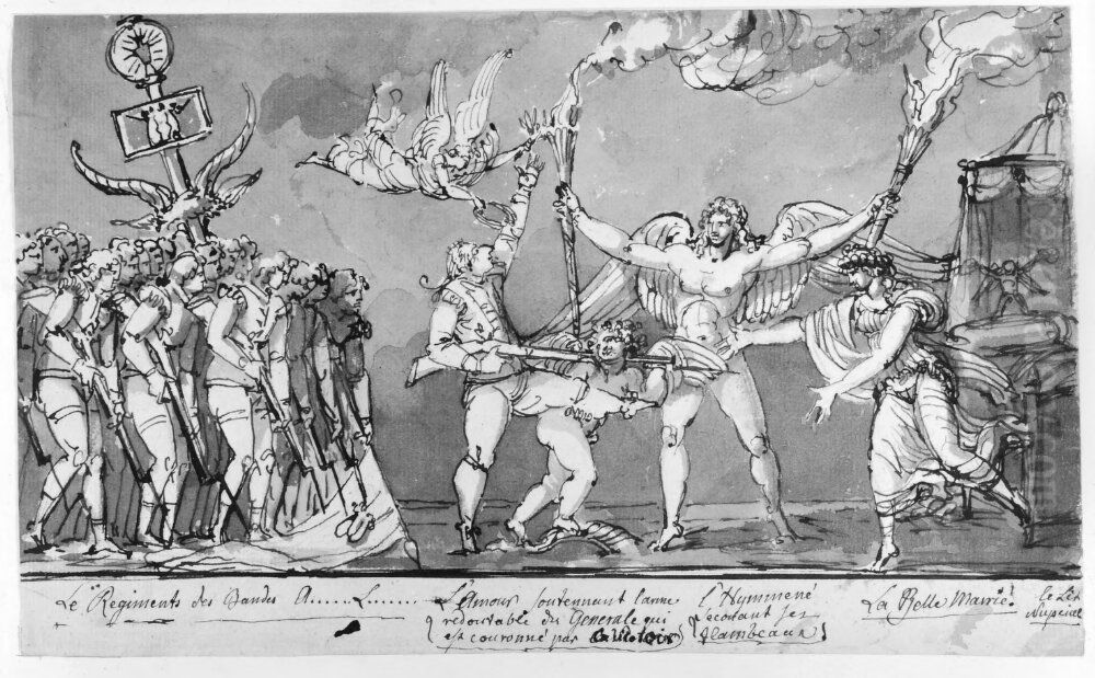 Le Regiments de Bandes Oil Painting by Johan Tobias Sergel