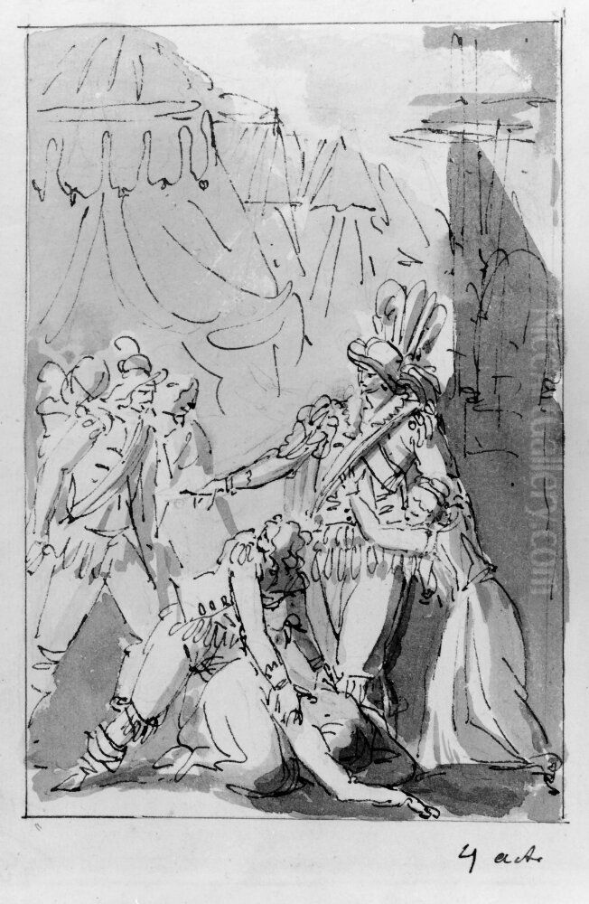 s drama Helmfelt. Akt 4 Oil Painting by Johan Tobias Sergel