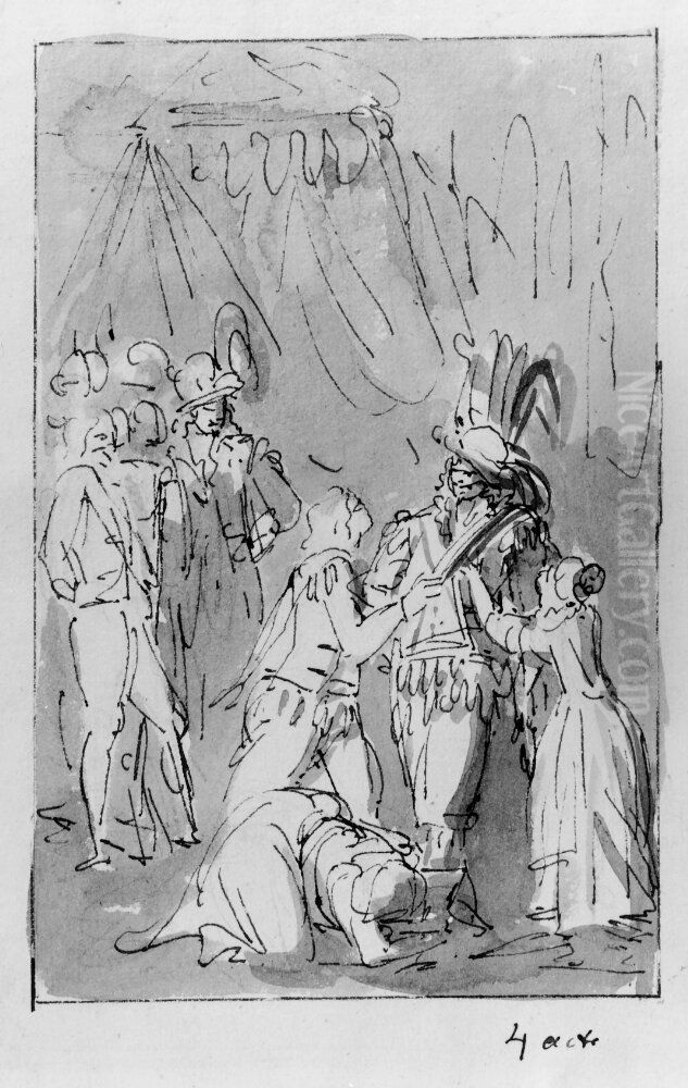 s drama Helmfelt. Akt 4 Oil Painting by Johan Tobias Sergel