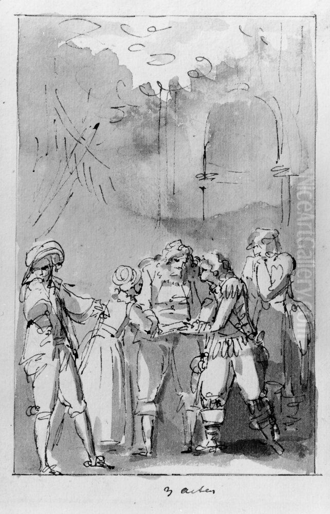 s drama Helmfelt. Akt 3 Oil Painting by Johan Tobias Sergel