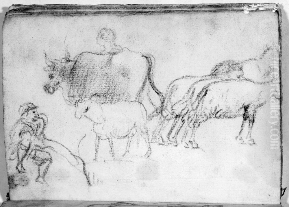 Far, en ko och en get samt tva figurer. Ingar i 