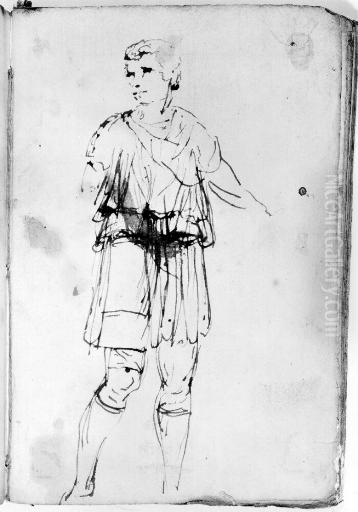 Staende man iford kort tunika. Ingar i 