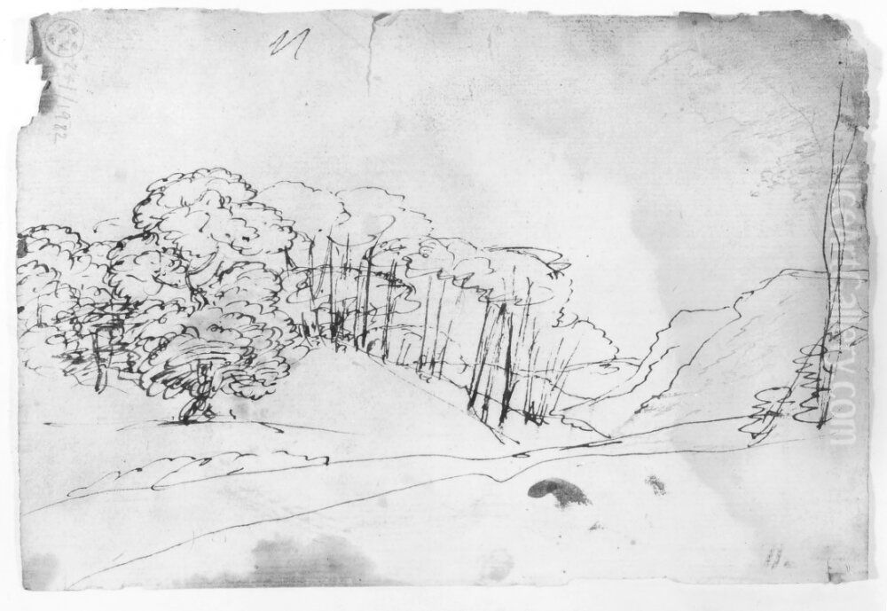 Valley with Trees Oil Painting by Claude Lorrain (Claude Gellee)