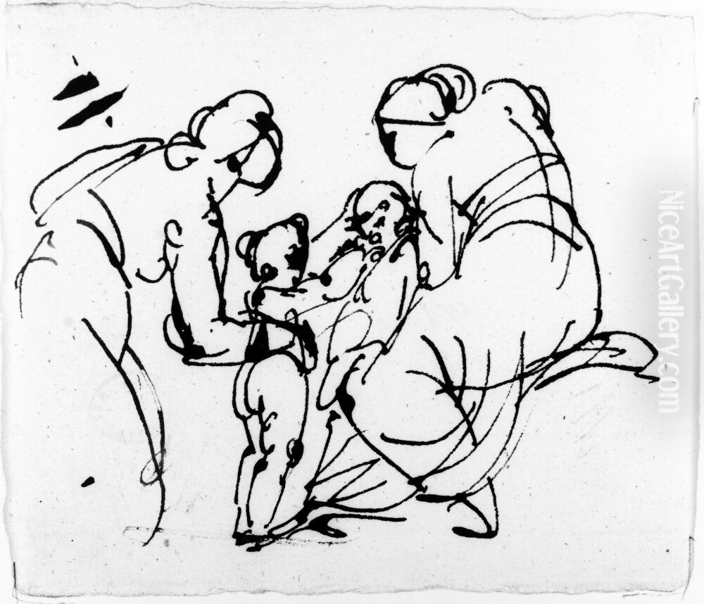 Figurstudie Oil Painting by Johan Tobias Sergel