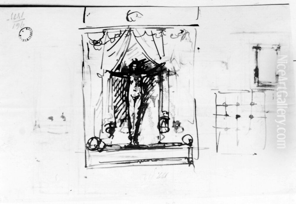 Kvinna som kliver i sang Oil Painting by Johan Tobias Sergel