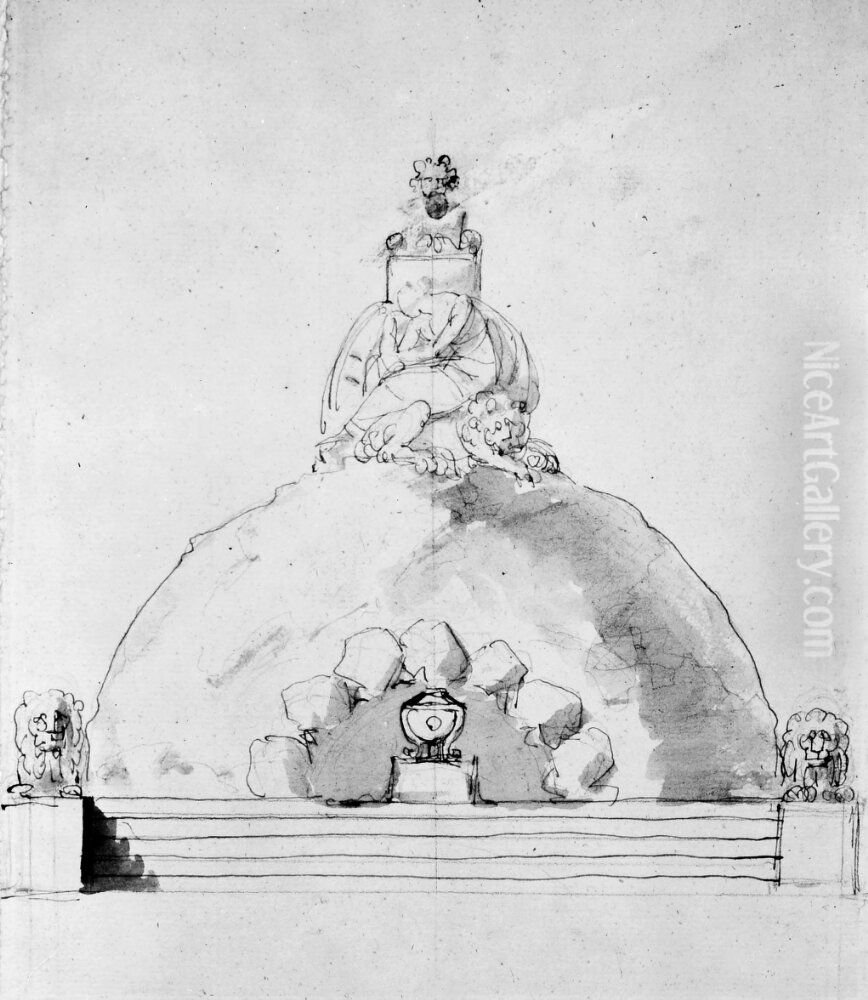 Begravningsmonumentet till Gustav III i Riddarholmskyrkan Oil Painting by Johan Tobias Sergel