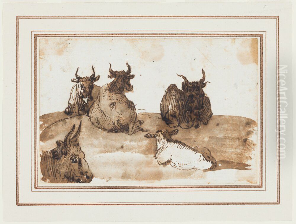 Cattle Oil Painting by Claude Lorrain (Claude Gellee)