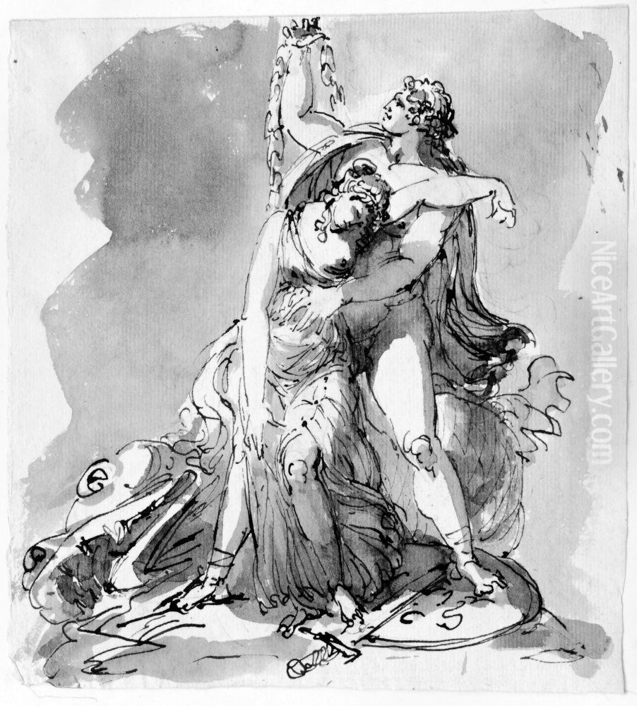 Perseus och Andromeda Oil Painting by Johan Tobias Sergel