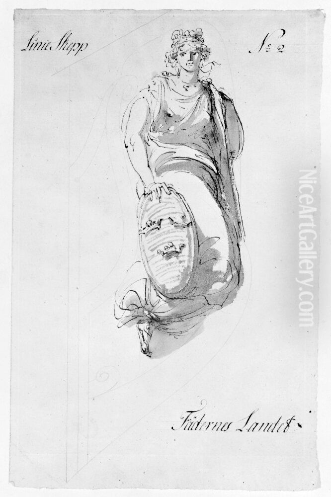 Gallionsbild forestallande Moder Svea Oil Painting by Johan Tobias Sergel