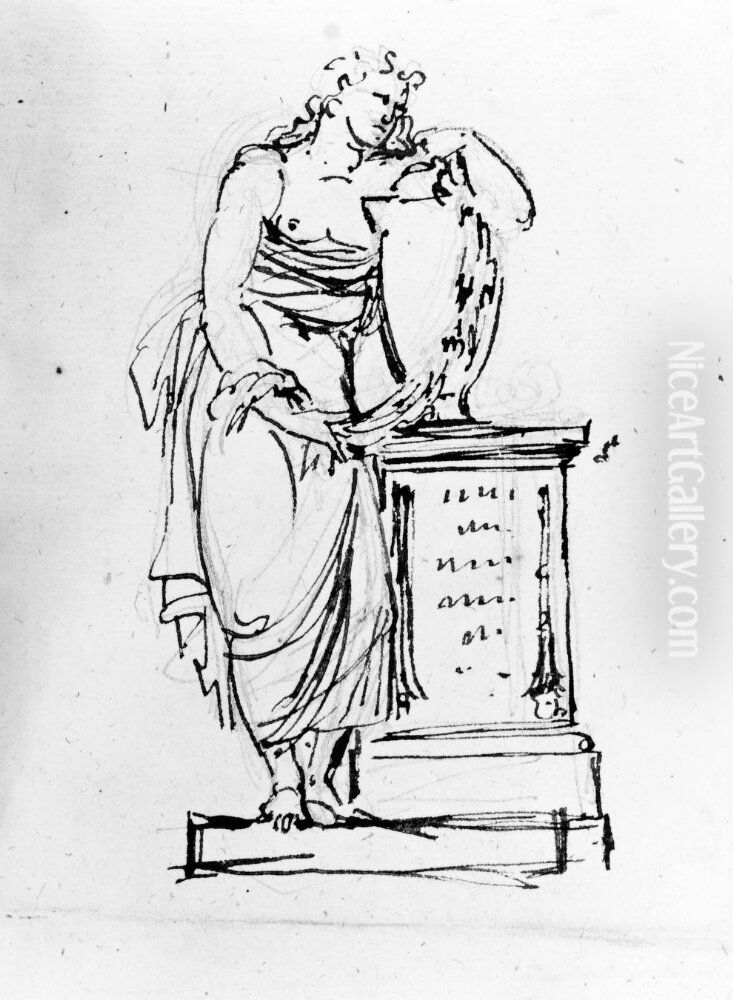 Forslag till gravmonument Oil Painting by Johan Tobias Sergel