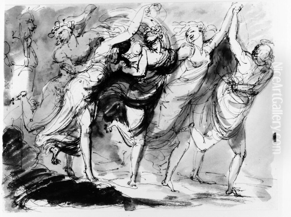 Backanalisk dans Oil Painting by Johan Tobias Sergel