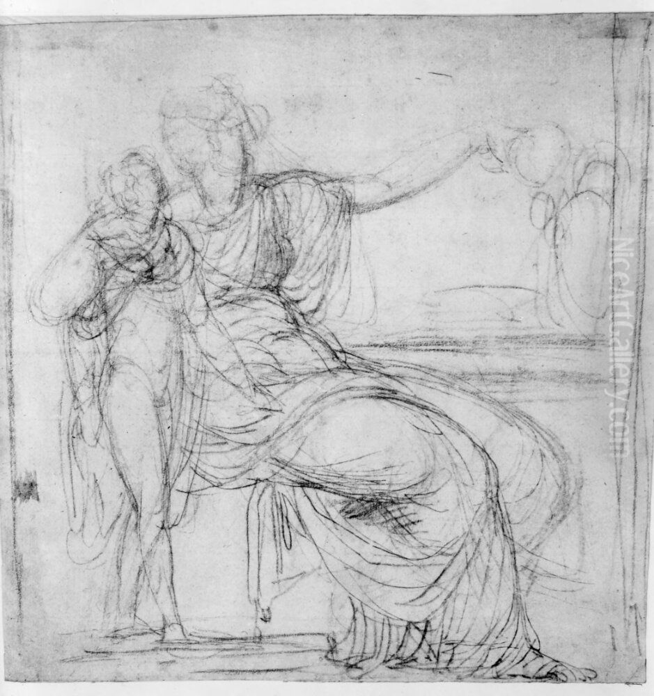 Dido och Amor Oil Painting by Johan Tobias Sergel