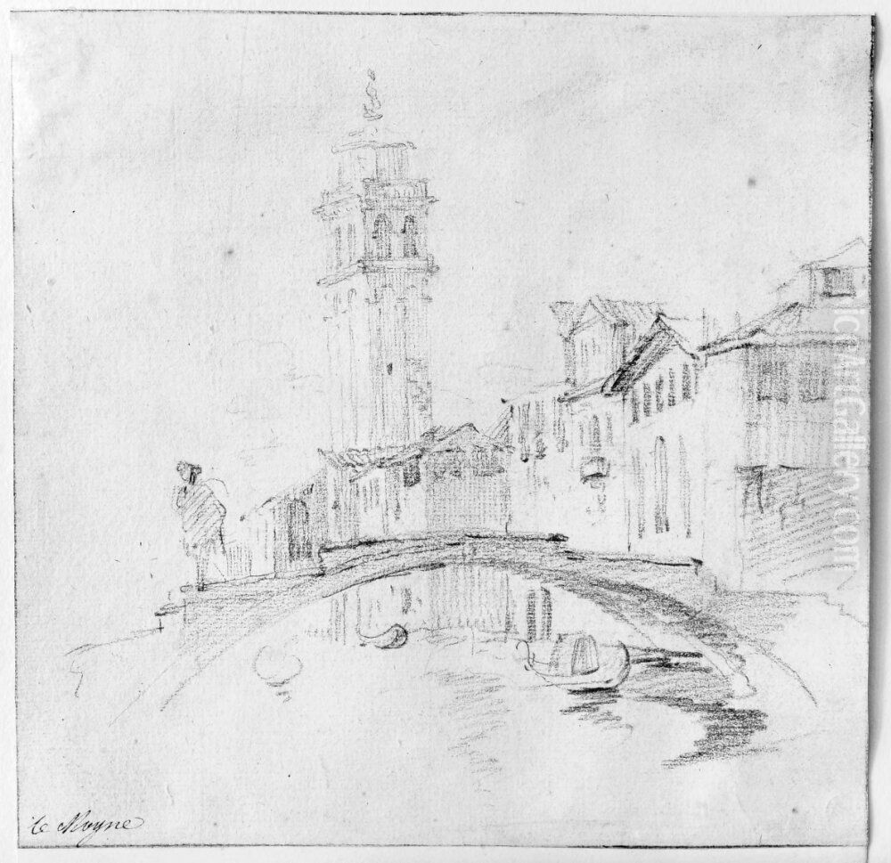 Veneziansk stadsbild Oil Painting by Francois Lemoyne