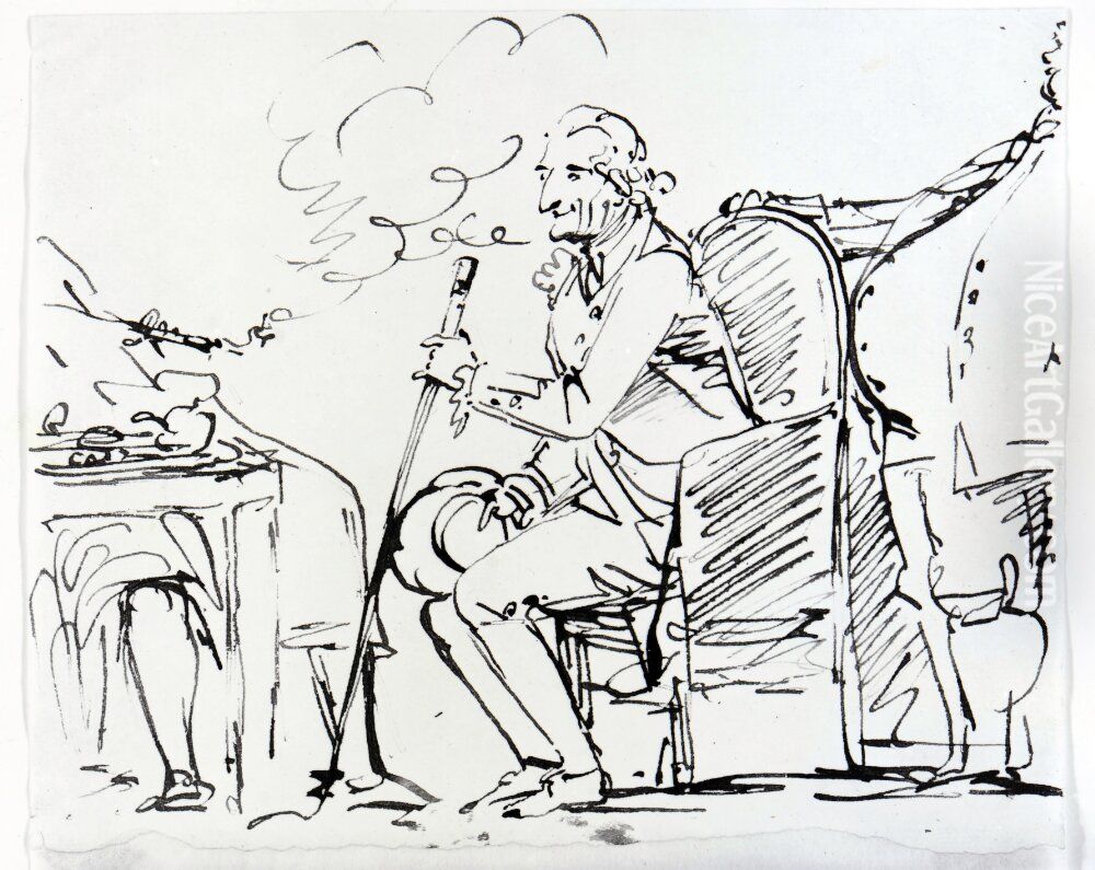 Dansande karnevalspar Oil Painting by Johan Tobias Sergel