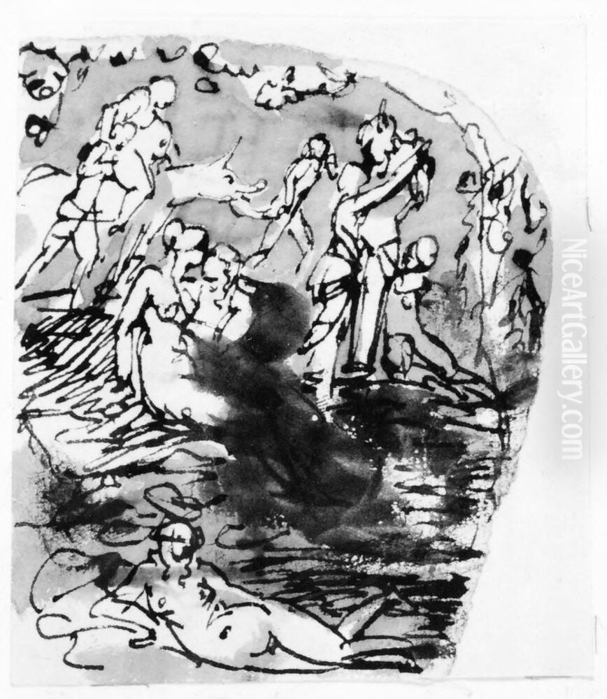 Baccanal Oil Painting by Johan Tobias Sergel