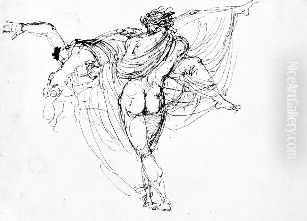 Figurkomposition Oil Painting by Johan Tobias Sergel