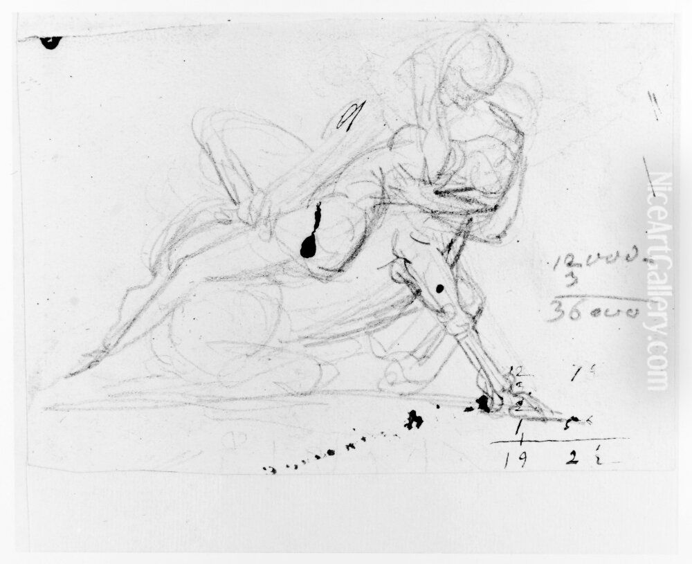 Kentaur och nymf Oil Painting by Johan Tobias Sergel