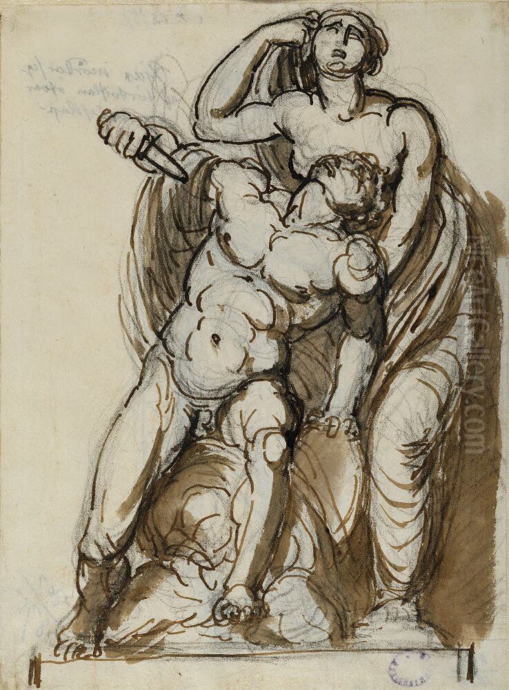 Ajax sjalvmord Oil Painting by Johan Tobias Sergel