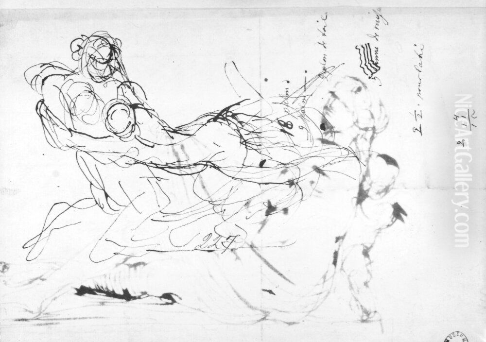 Sittande Venus med Amor Oil Painting by Johan Tobias Sergel