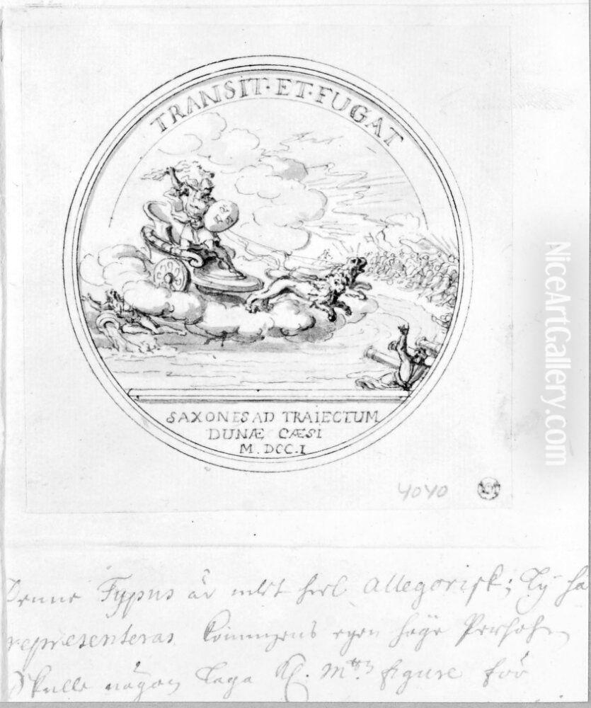 Utkast till medalj till minne av slaget vid Narva 1700 Oil Painting by Sebastien Leclerc