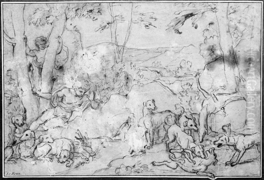 Diana och Acteon Oil Painting by Charles Le Brun
