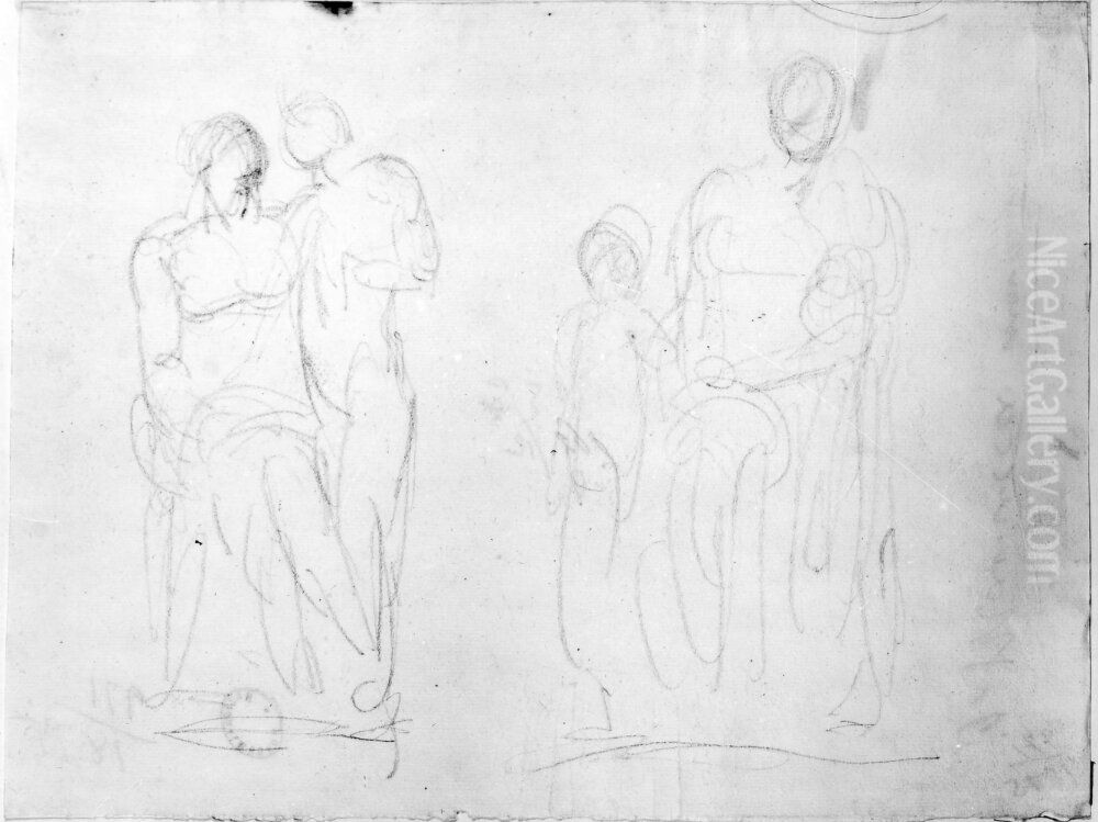 Figurstudier Oil Painting by Johan Tobias Sergel