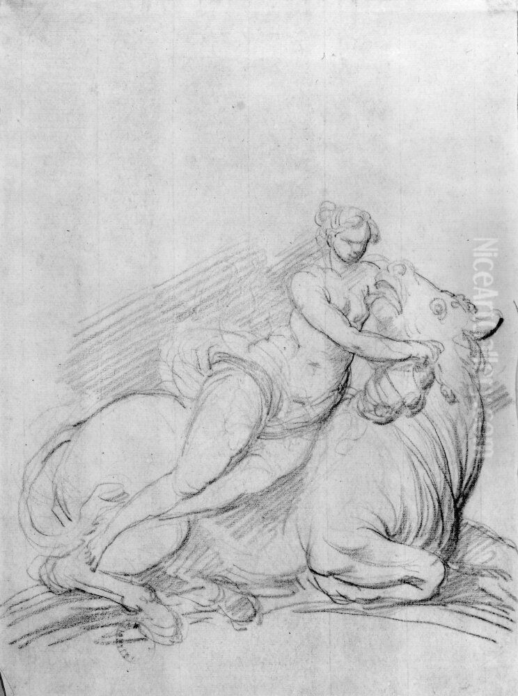 Europa och tjuren Oil Painting by Johan Tobias Sergel