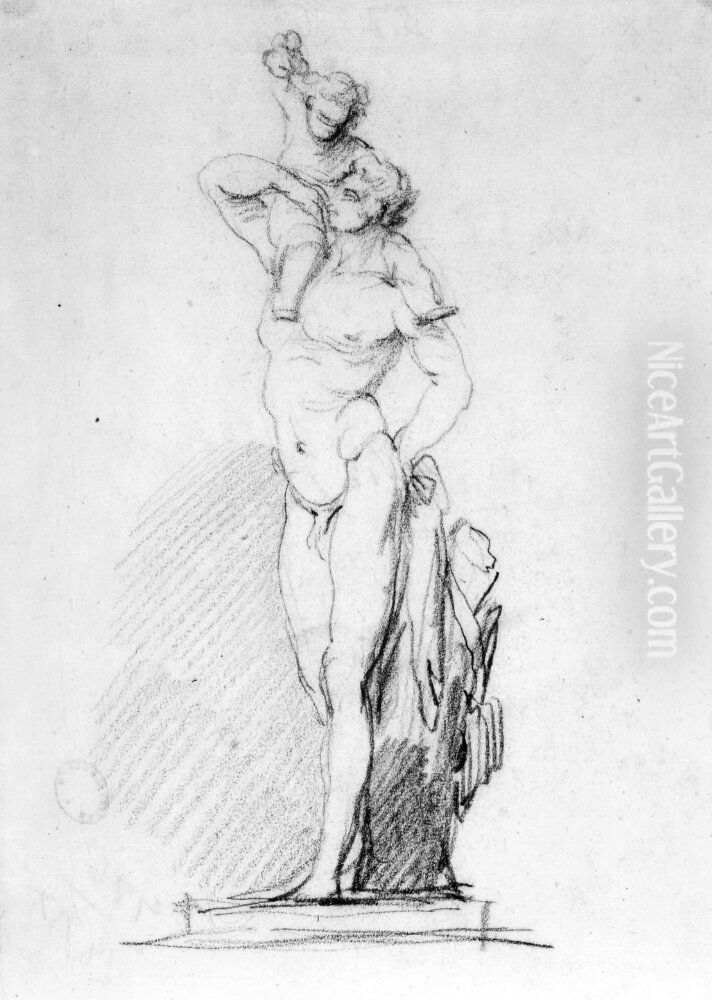 Staende faun Oil Painting by Johan Tobias Sergel