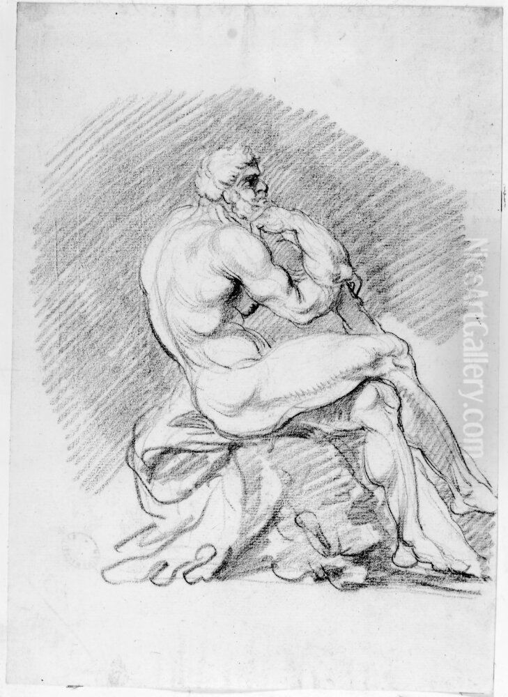 Skiss till antik skulptur Oil Painting by Johan Tobias Sergel