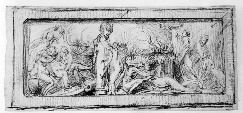 Backanal Oil Painting by Johan Tobias Sergel