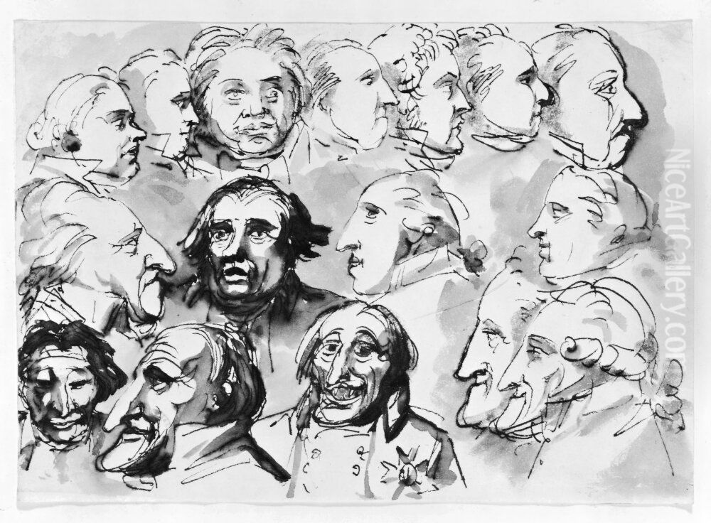 Huvudstudier Oil Painting by Johan Tobias Sergel