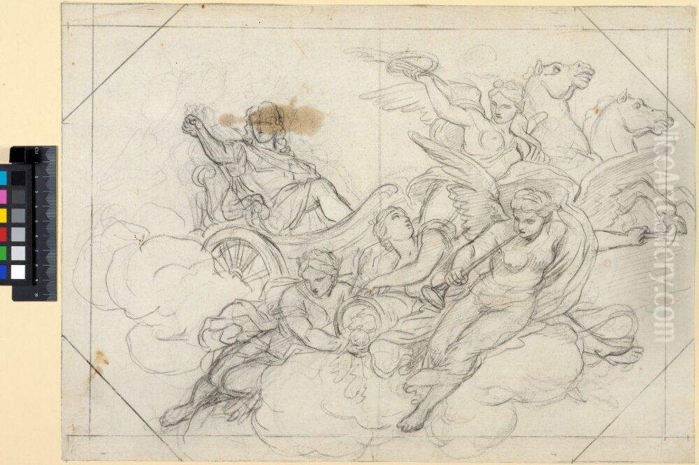 Louis XIV Governing the State. Study for the ceiling decoration of the Petite Chambre du Roi in the Louvre, Paris Oil Painting by Charles Le Brun