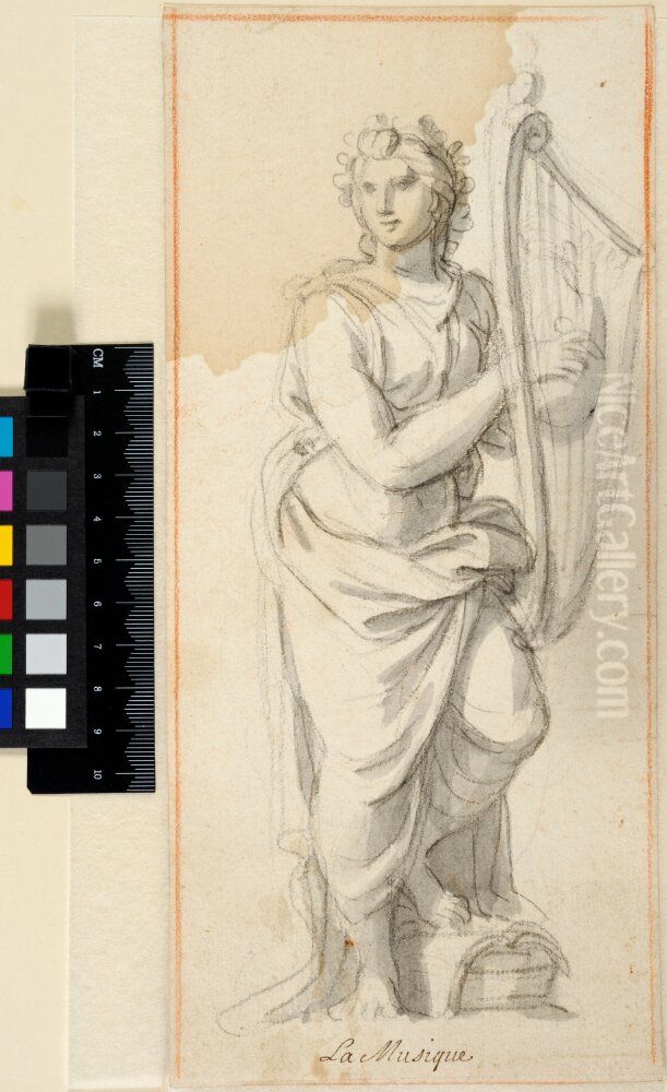 Music. Draft for a statue Oil Painting by Charles Le Brun