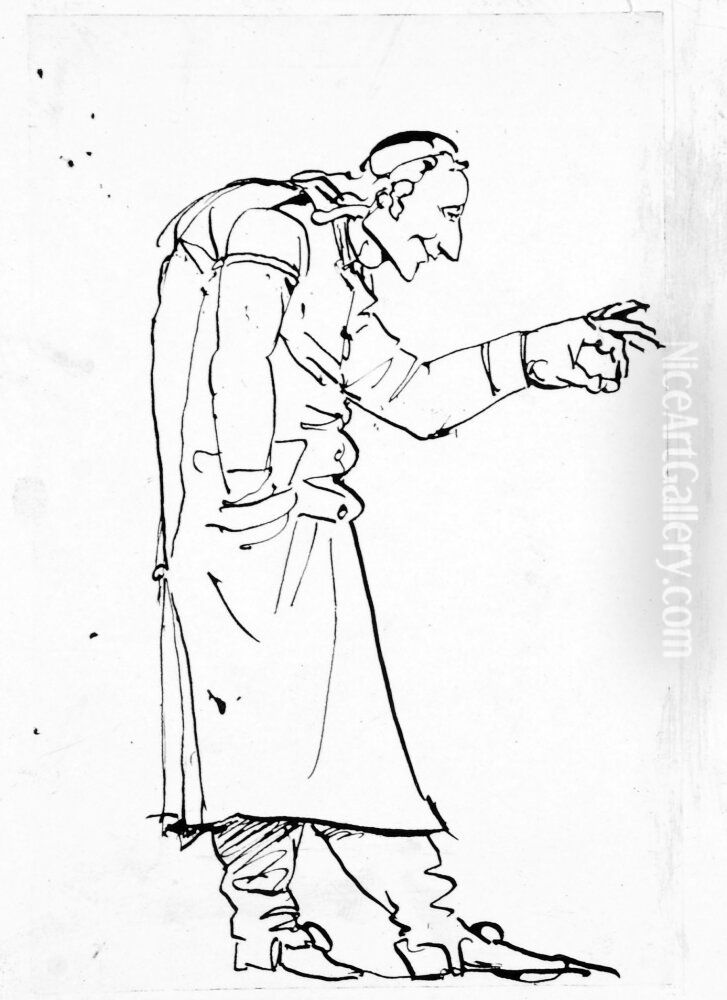 L'Abbe Moretti Oil Painting by Johan Tobias Sergel